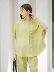 【WEB限定】タンブラーブッチャーブラウス≪手洗い可能≫