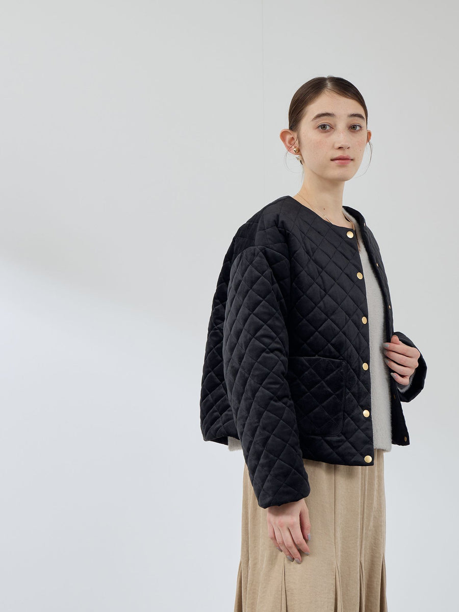 ベロアキルティングノーカラージャケット | QUEENS COURT（クイーンズ