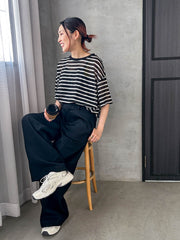 【WEB限定】シアーボーダーニットプルオーバー≪手洗い可能≫