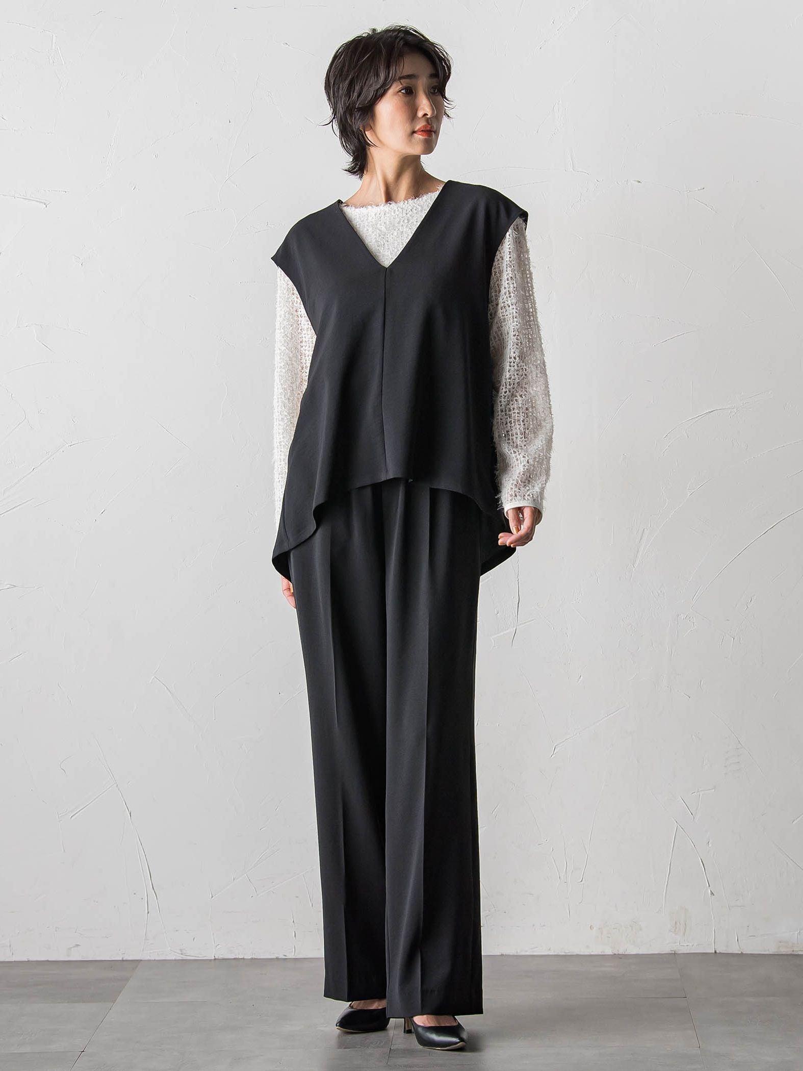 【カタログ掲載】ハイストレッチカルゼワイドパンツ