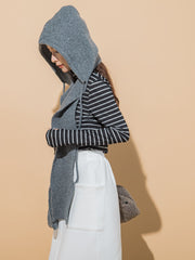 【KOREAN ITEM】マフラー付フードニット帽