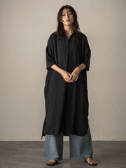 【WEB限定】スキッパーチュニックワンピース≪洗濯機で洗える≫