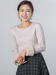 袖ファー付きリブニット≪手洗い可能≫