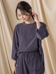 キレイ×リラックス スタンドカラーブラウス≪接触冷感/UV/洗濯機で洗える≫