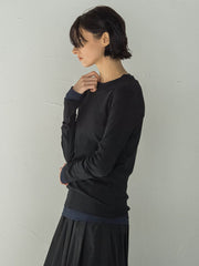 シアーコットンロングスリーブレイヤードTシャツ