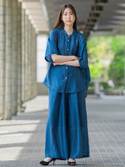 【大きいサイズ】【biyori】”風をまとう、大人のシアー”デニムシャツ≪洗濯機で洗える≫