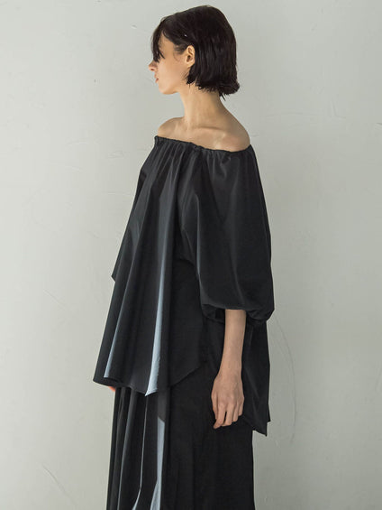 ハーフスリーブギャザーブラウス