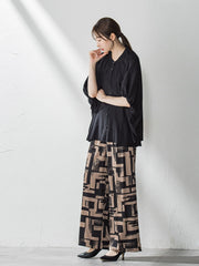 【WEB限定】配色スカーフプリントワイドパンツ≪手洗い可能≫