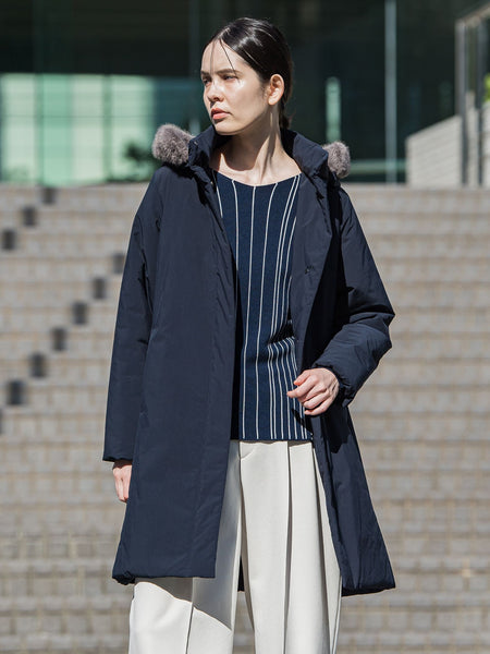 【大きいサイズ/ECOCUWOOL】ホールガーメントストライプニット
