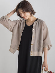 変わり織りメッシュVカーディガン≪手洗い可能≫