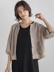 変わり織りメッシュVカーディガン≪手洗い可能≫