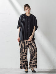【WEB限定】配色スカーフプリントワイドパンツ≪手洗い可能≫
