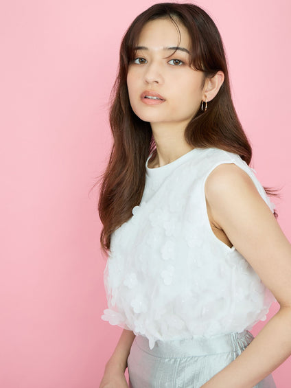 3Dフラワーチュールレイヤードプルオーバー≪手洗い可能≫