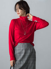 【WEB限定】吸湿発熱 タートルカットソー≪蓄熱保温/洗える≫