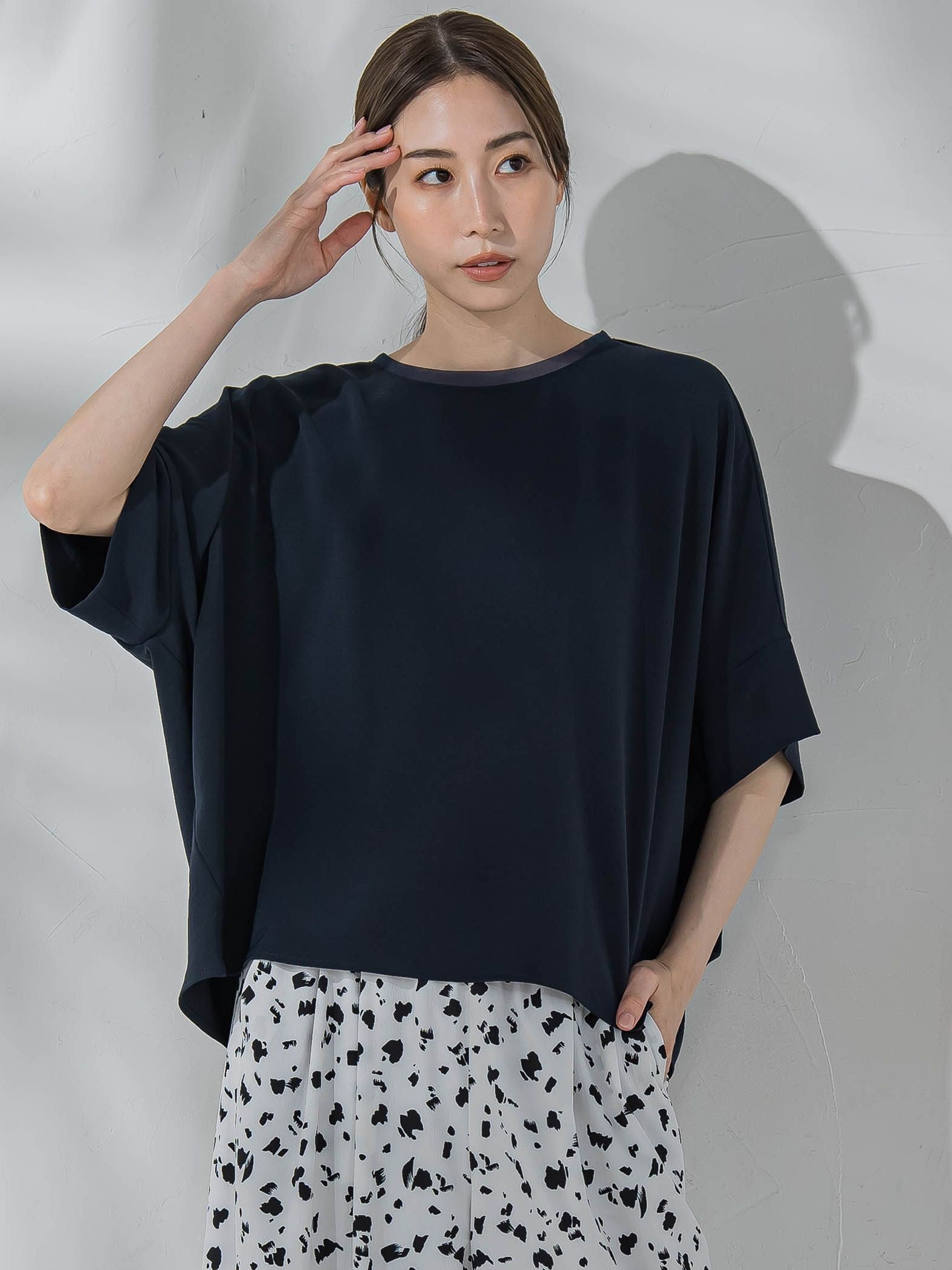 ハイストレッチカットソーブラウス≪洗濯機で洗える≫