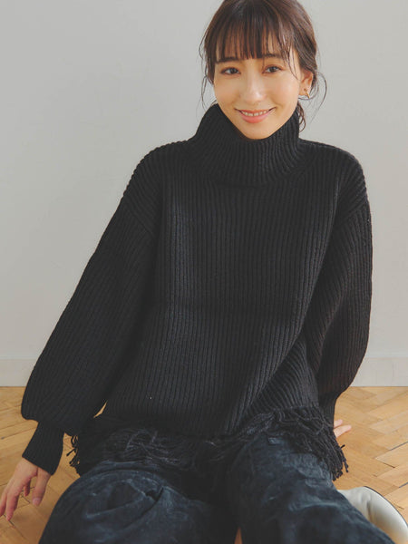 【WEB別注】ブレンドヤーンフリンジニット≪手洗い可能≫