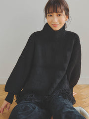 【WEB別注】ブレンドヤーンフリンジニット≪手洗い可能≫
