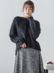 FLUFFYふわふわシャギーボートネックプルオーバー ≪手洗い可能≫