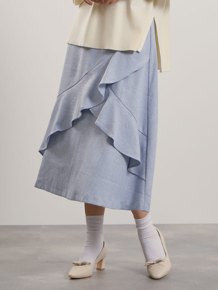 ツィードライクアシメフリルスカート≪手洗い可能≫