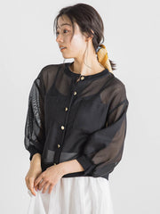 変わり織メッシュカーディガン≪手洗い可能≫