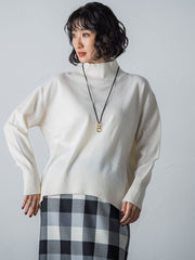【洗えるニット】ウールカシミヤハイネックプルオーバー
