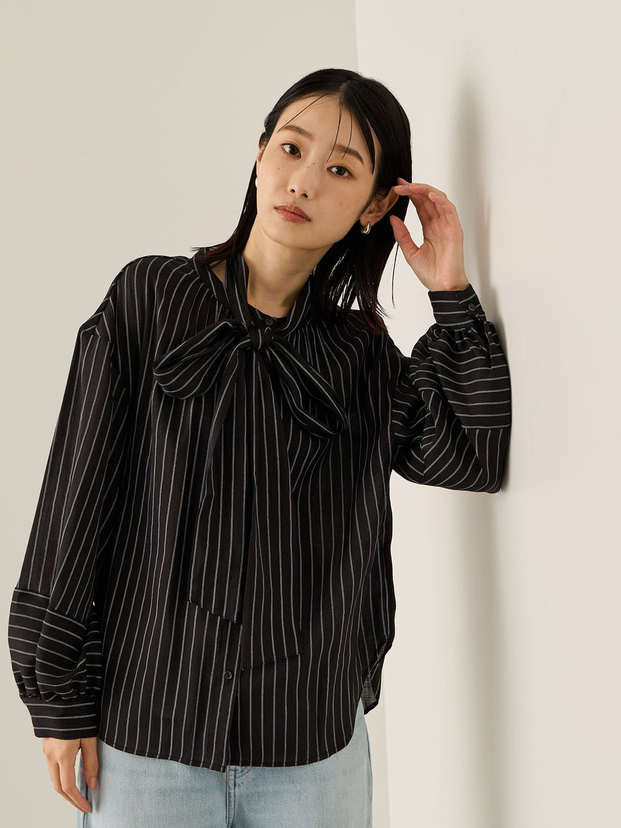 セミシアーストライプ2WAYボウタイブラウス≪手洗い可能≫ | ketty