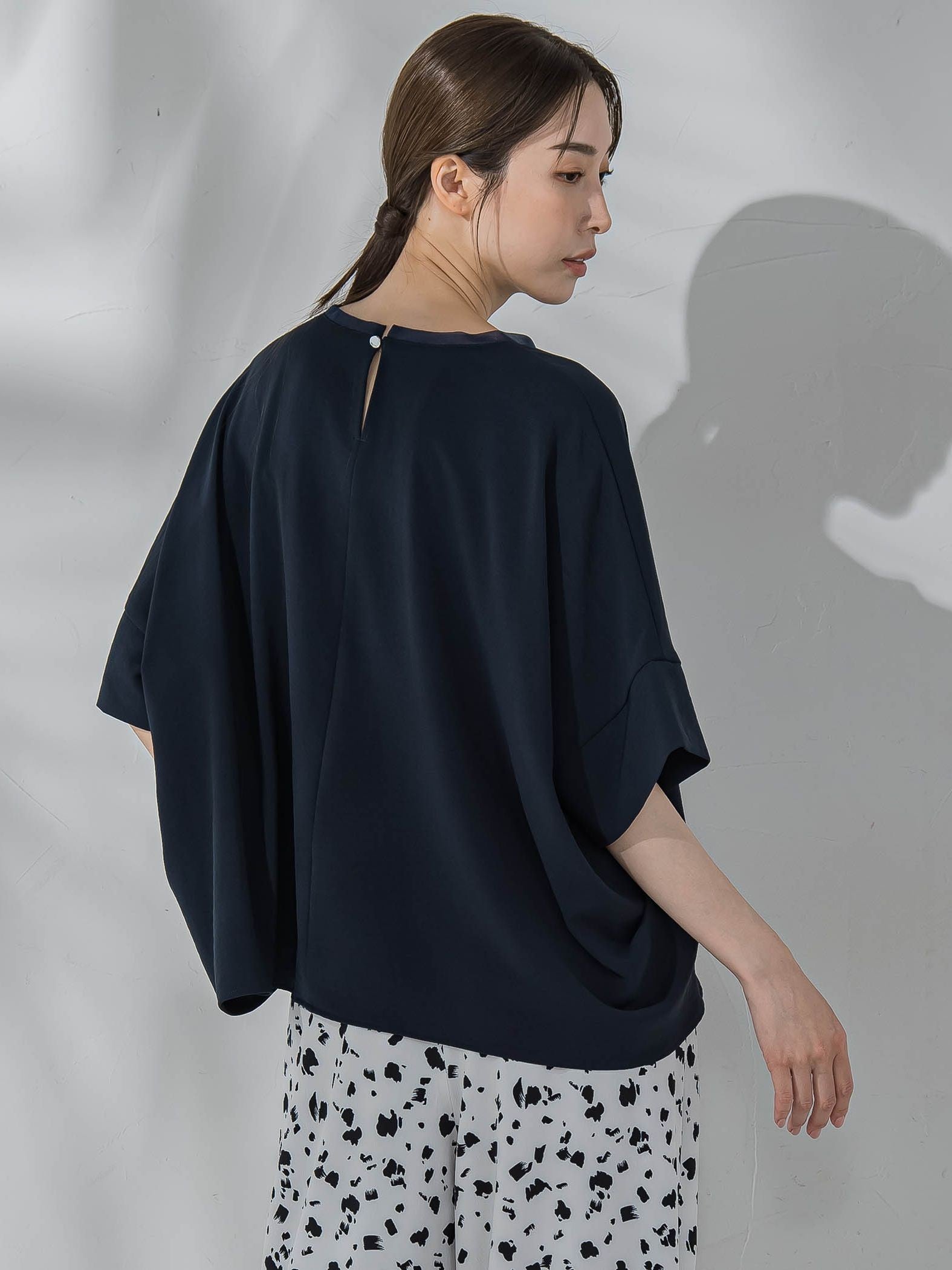 ハイストレッチカットソーブラウス≪洗濯機で洗える≫