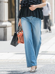 【JAPAN BLUE JEANS】デニムワイドパンツ≪洗濯機で洗える≫