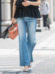 【JAPAN BLUE JEANS】デニムワイドパンツ≪洗濯機で洗える≫
