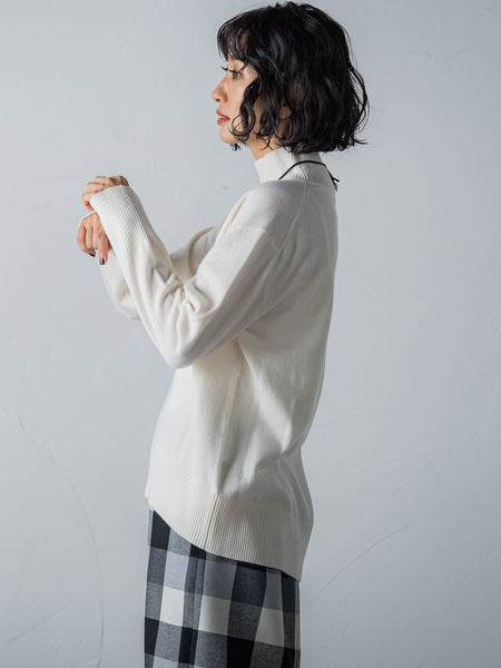 【洗えるニット】ウールカシミヤハイネックプルオーバー