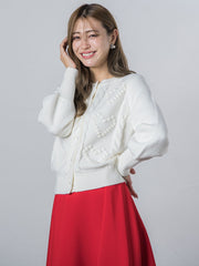 ハート柄編みカーディガン≪手洗い可能≫