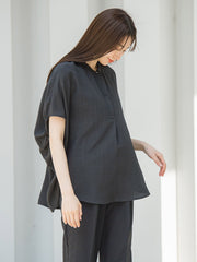 【WEB限定】タンブラーブッチャーブラウス≪手洗い可能≫