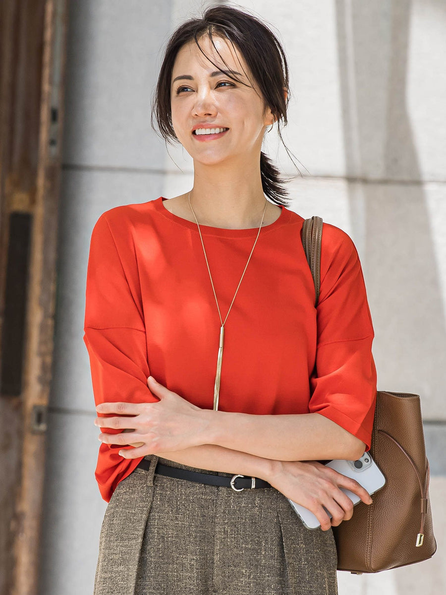 ロートレアモン（LAUTREAMONT）/バックボタン5分袖ニット≪手洗い可能≫ カタログ掲載】バックボタン5分袖ニット≪手洗い可能≫ | LAUTREAMONT