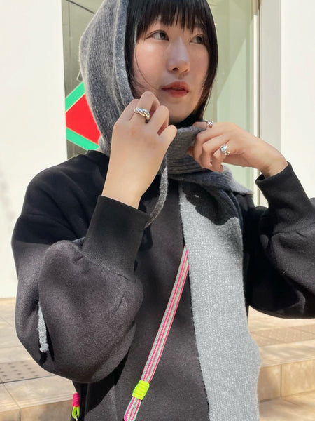 【KOREAN ITEM】マフラー付フードニット帽