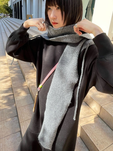 【KOREAN ITEM】マフラー付フードニット帽