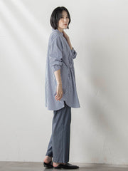 【WEB限定】デニム見えシャンブレーワイドパンツ≪洗濯機で洗える≫