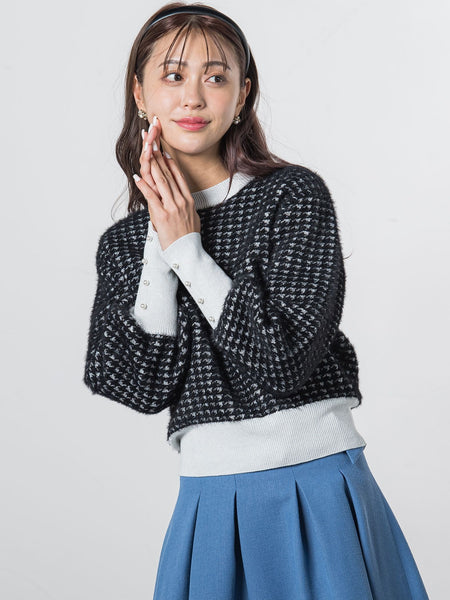 千鳥柄ふわふわニット≪手洗い可能≫