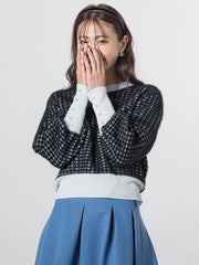 千鳥柄ふわふわニット≪手洗い可能≫