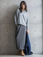 【WEB限定】裏毛×ニット前後ドッキングプルオーバー≪手洗い可能≫