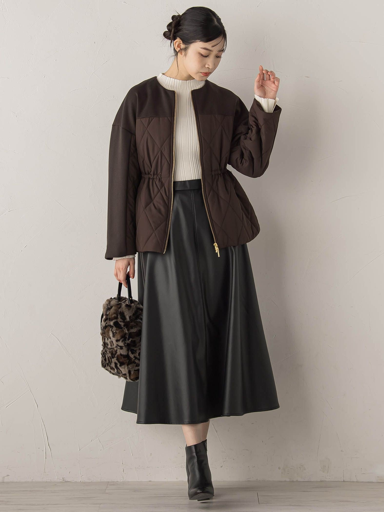 【新色追加】袖ボタンランダムリブニット≪手洗い可能≫