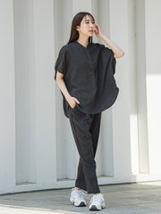 【WEB限定】タンブラーブッチャーブラウス≪手洗い可能≫