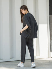 【WEB限定】タンブラーブッチャーブラウス≪手洗い可能≫