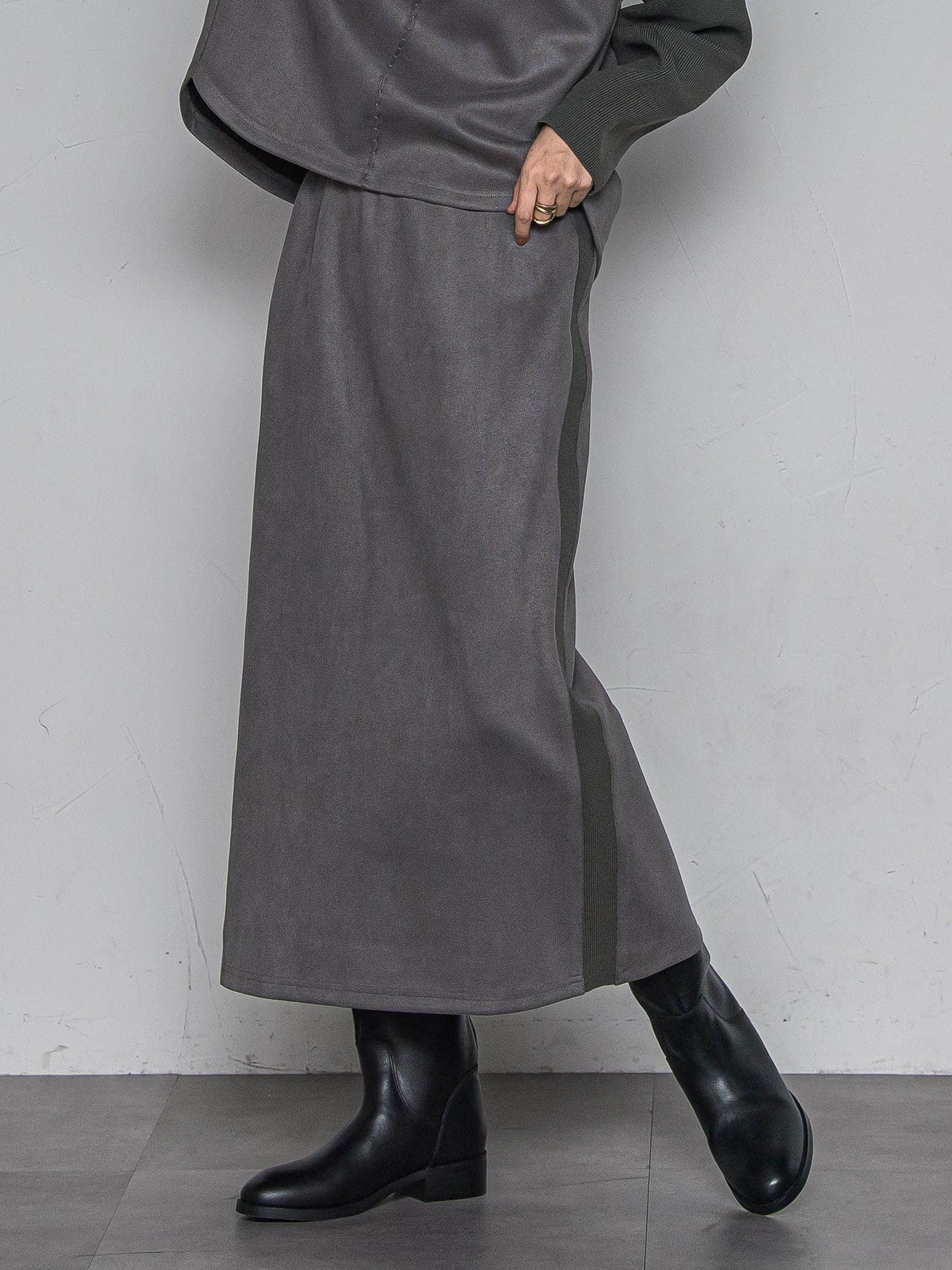 【新色追加】スウェード調×ニットスカートセットアップ≪手洗い可能≫