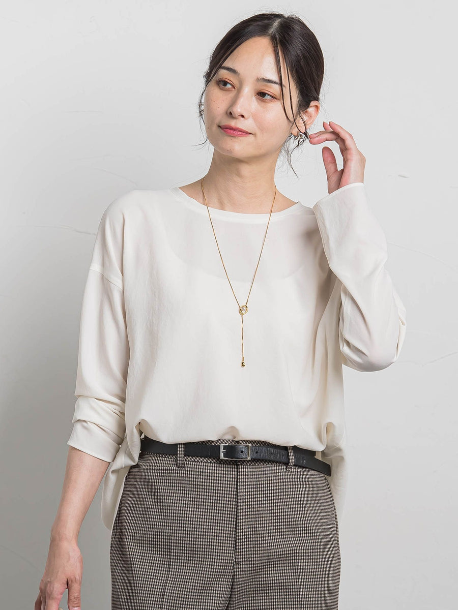 【LAUTREAMONT】スポンジージョーゼットブラウス 新品 Mサイズ ブルー ロートレアモン LAUTREAMONT スポンジージョーゼットブラウス≪洗える