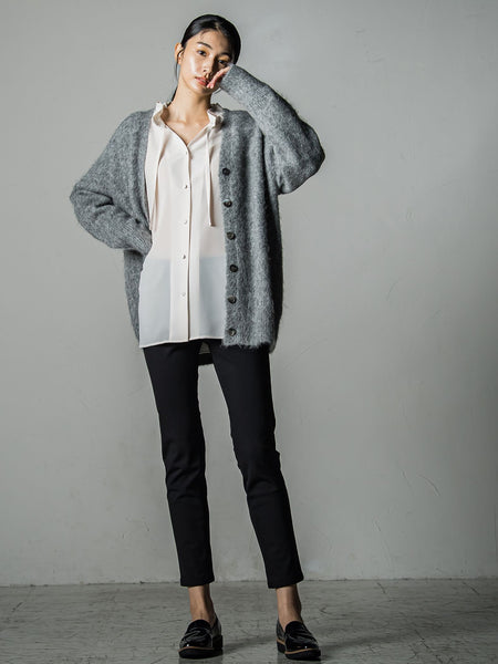 【大きいサイズ】ヘアリーアルパカシャギーニットカーディガン