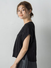 メッシュケーブルニットベスト≪手洗い可能≫