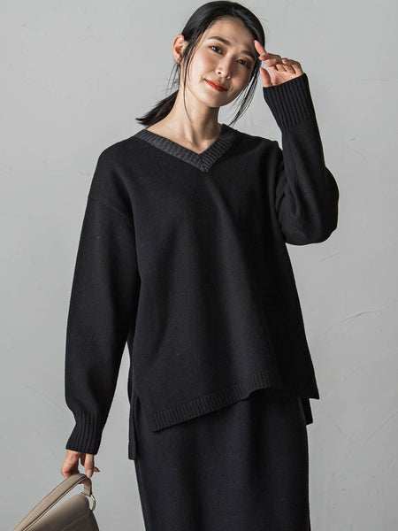 【WEB限定】≪洗えるニット/Lサイズあり≫ふわさらVネックニット