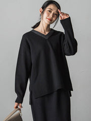 【WEB限定】≪洗えるニット/Lサイズあり≫ふわさらVネックニット