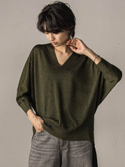 LEVITAシアーVネックドルマンニットプルオーバー≪手洗い可能≫