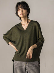 LEVITAシアーVネックドルマンニットプルオーバー≪手洗い可能≫